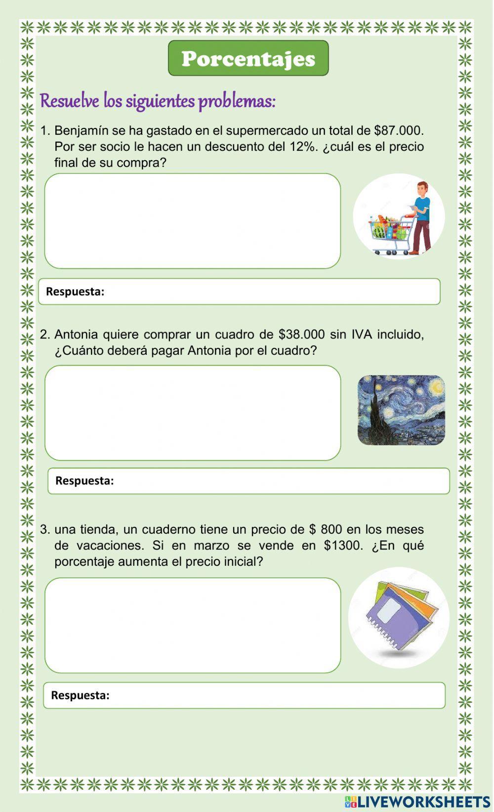 Problemas de porcentaje