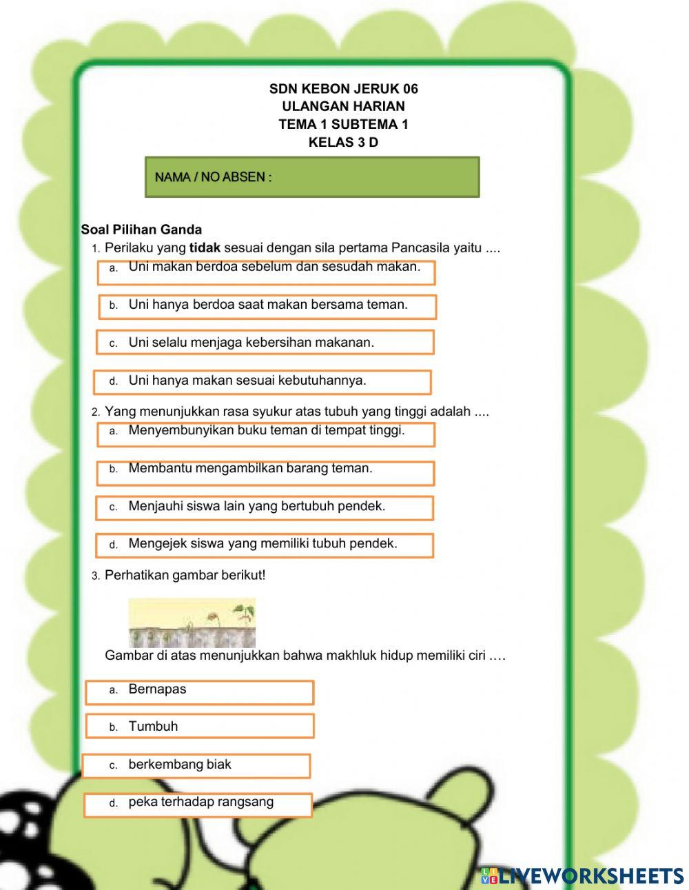 Tema 1 subtema 1 kelas 3 hadijah