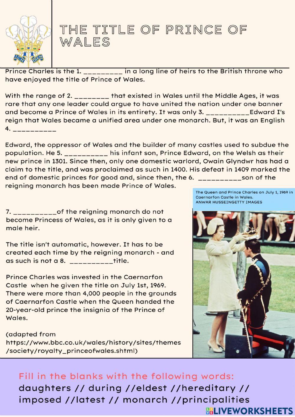 The title of Prince of Wales