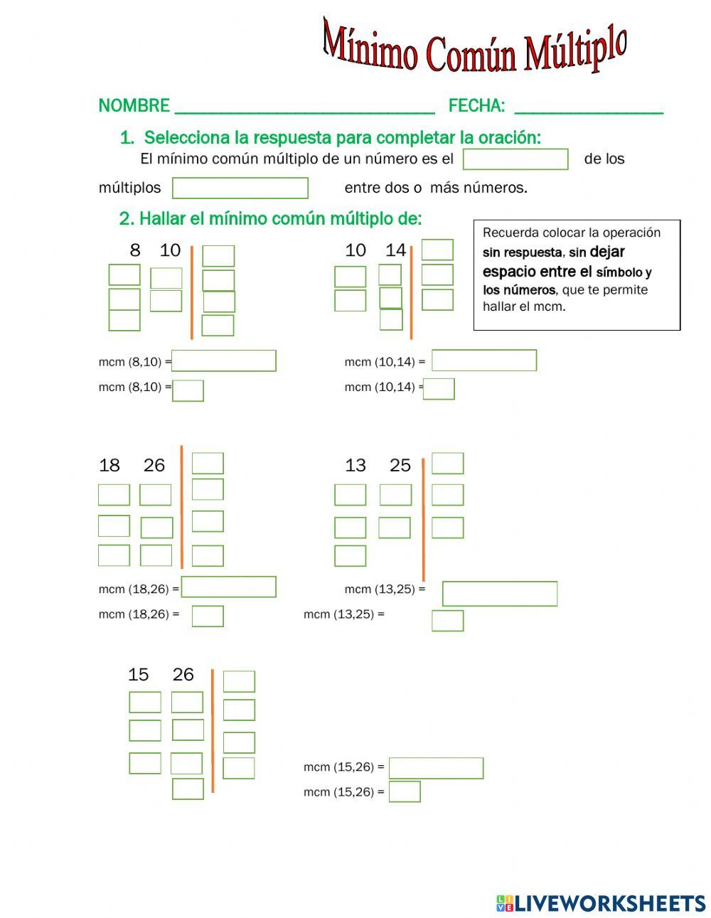 Minimo Común Múltiplo 2