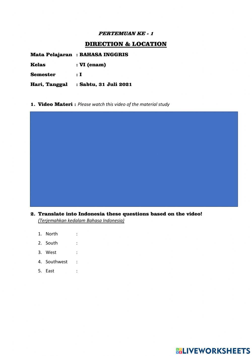Pertemuan ke-1 Direction and Location