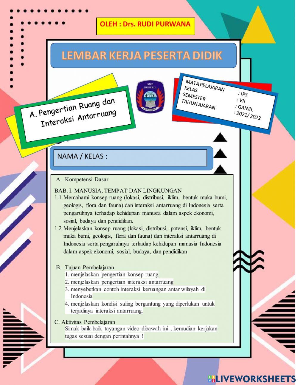 LKPD - pengertian Ruang dan Interaksi Antarruang