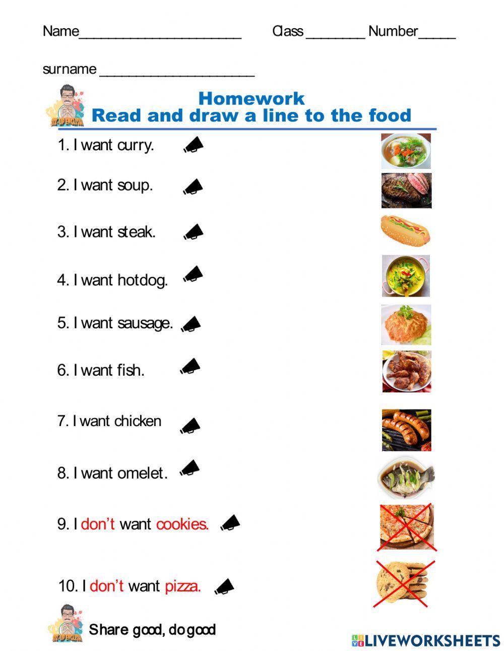 Lesson 6 EDL Exercise- Food I want and don't want