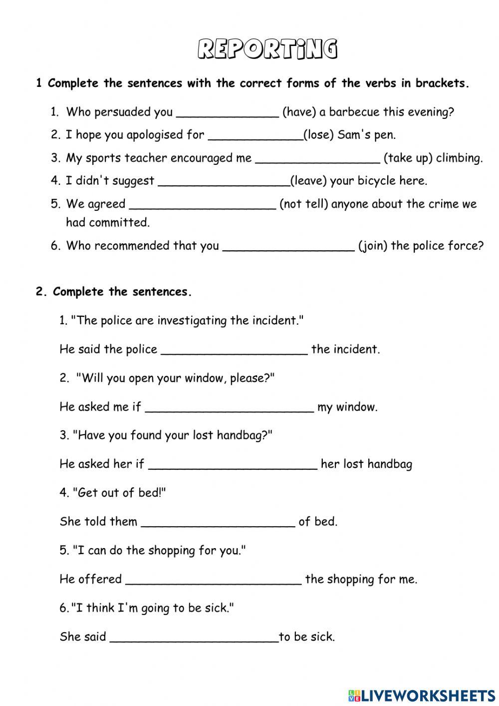 Reported speech and reporting verbs