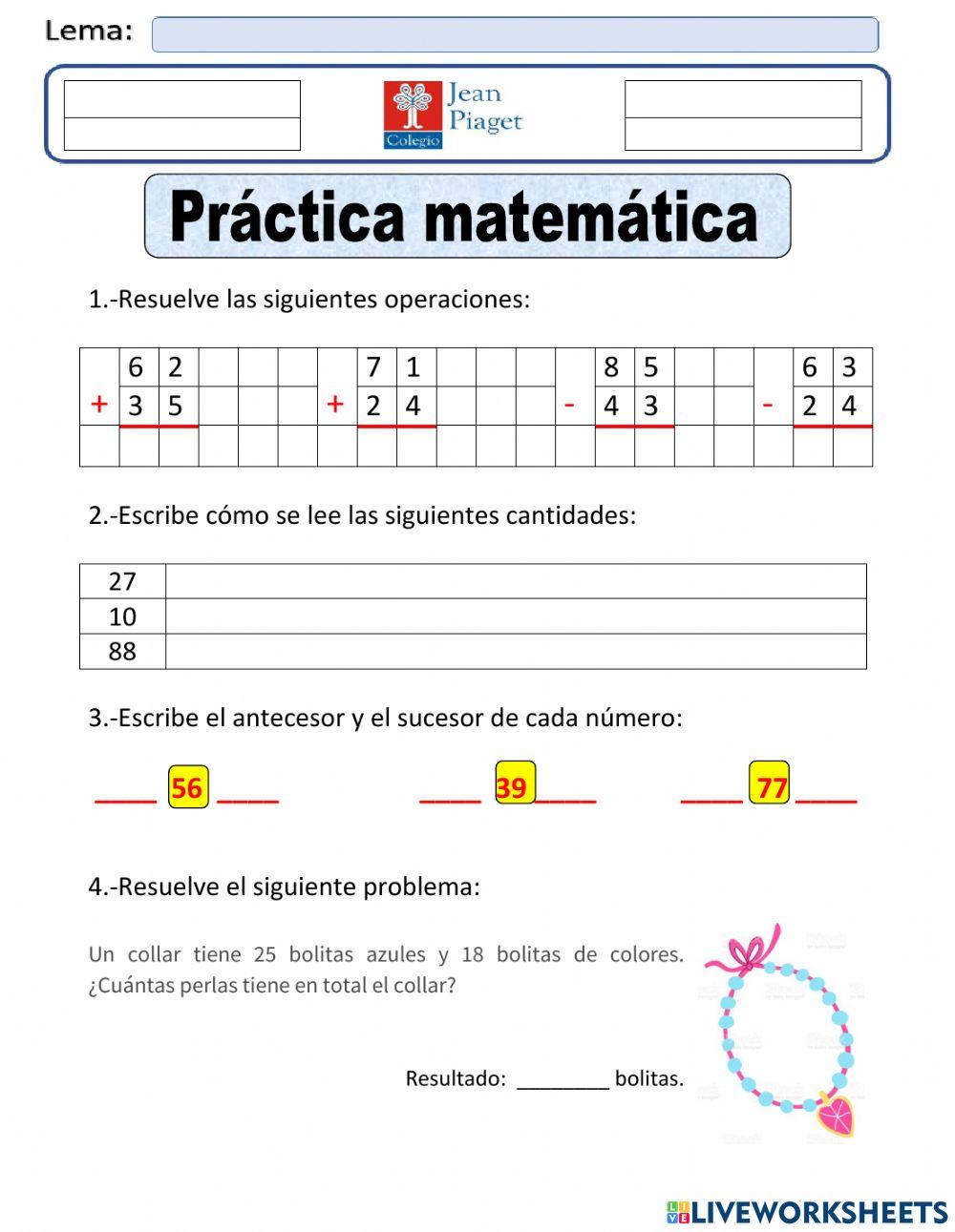 JP practica 8 Matemáticas Primero