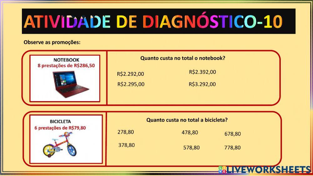 Continuação do diagnóstico de Matemática