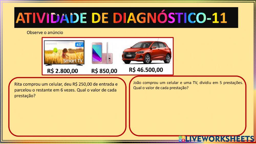 Continuação do diagnóstico de Matemática