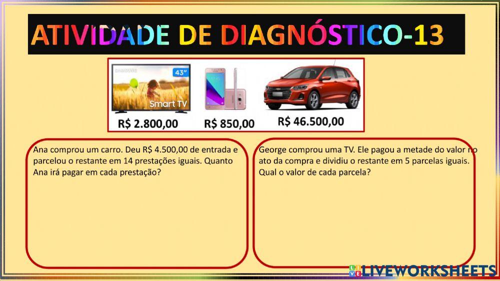 Continuação do diagnóstico de Matemática
