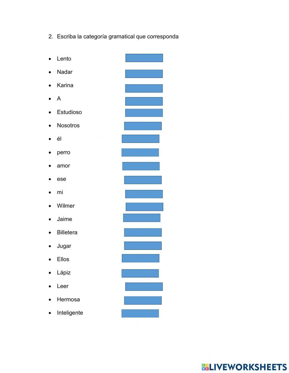 Categorias gramaticales