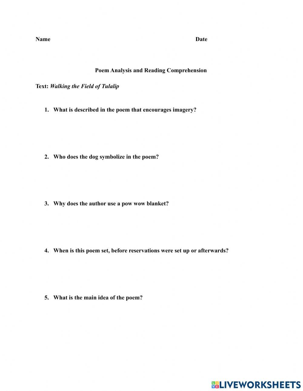 Seasonal Lifeways-Poem Analysis and Reading Comprehension Seasonal Lifeways-Poem Analysis and Reading Comprehension