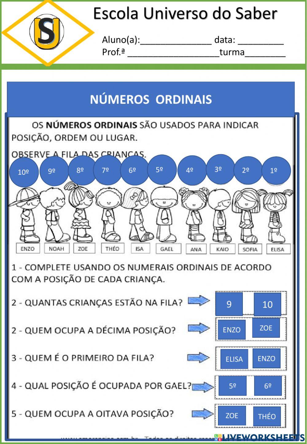 Atividade de matemática- números ordinais.gráficos