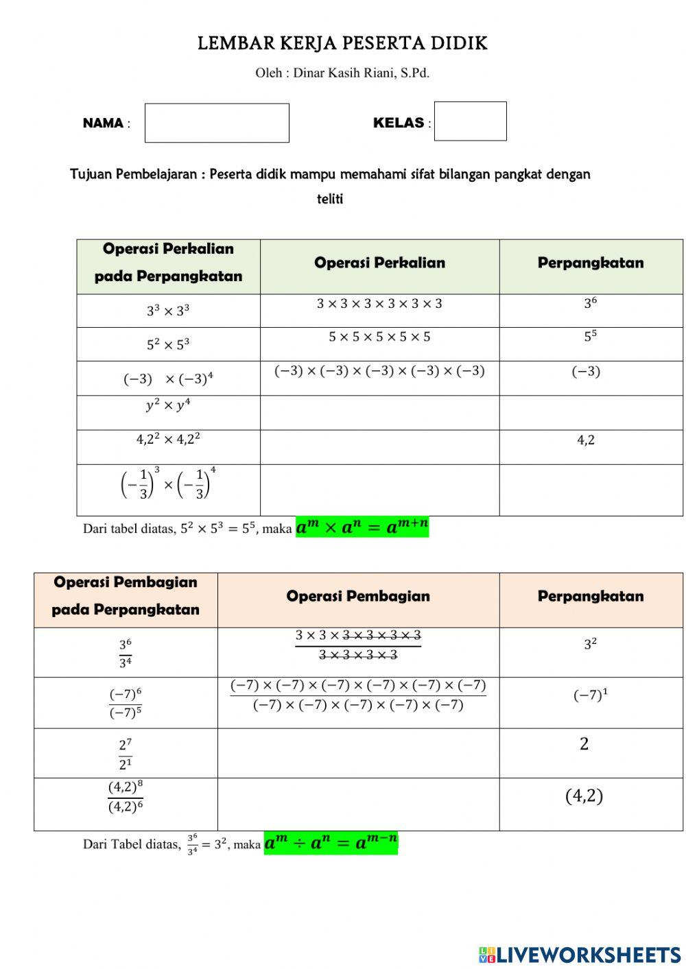 LKPD Bilangan Pangkat