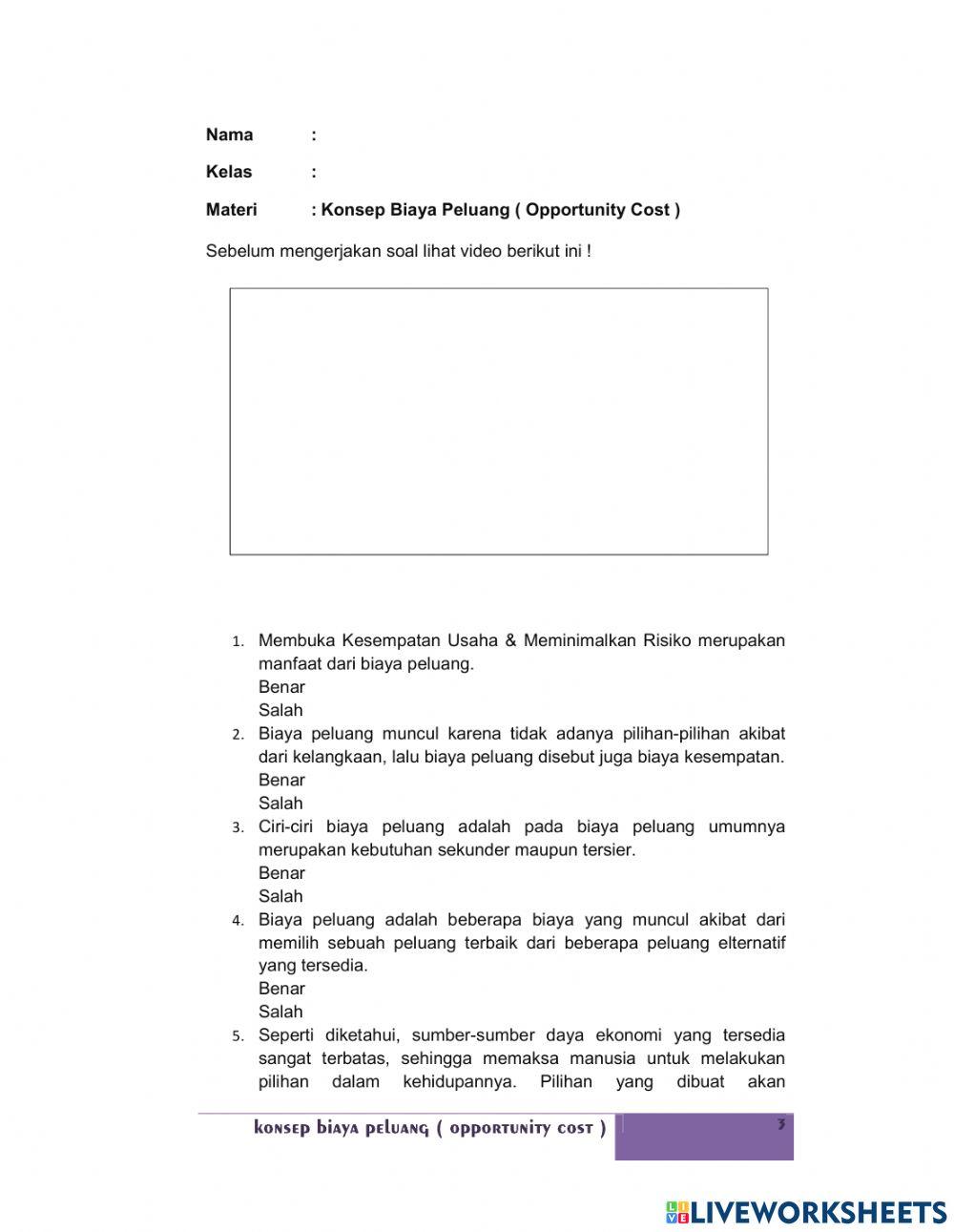 Lkpd kelas x biaya peluang