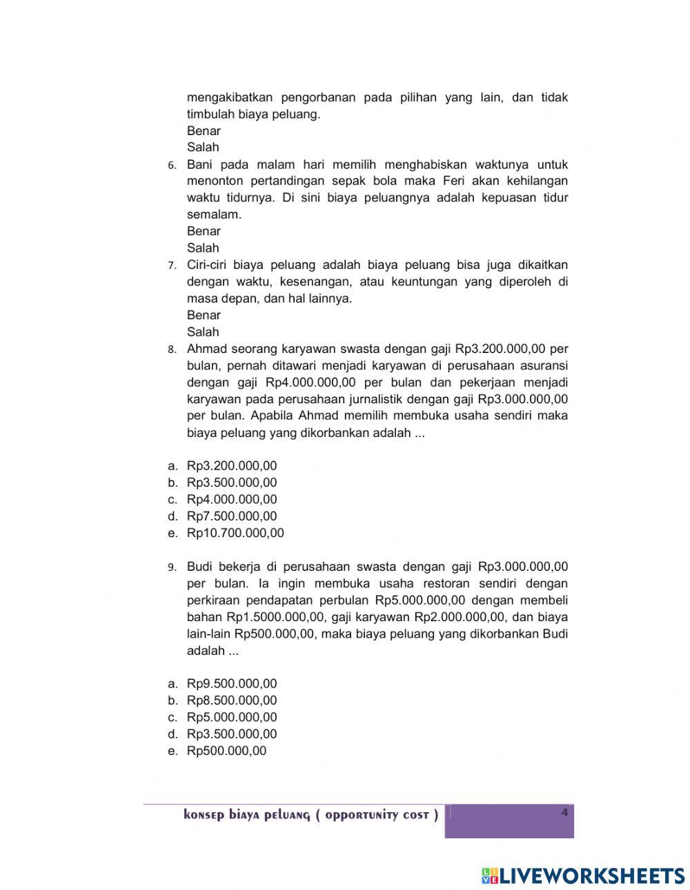 Lkpd kelas x biaya peluang