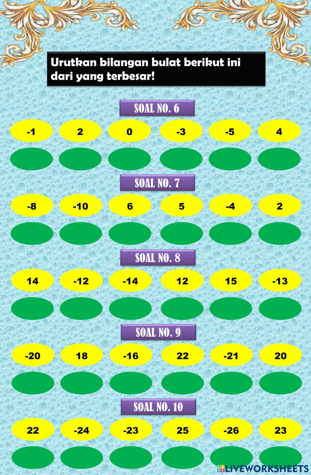 Lkpd matematika kls 6 (mengurutkan bilangan)