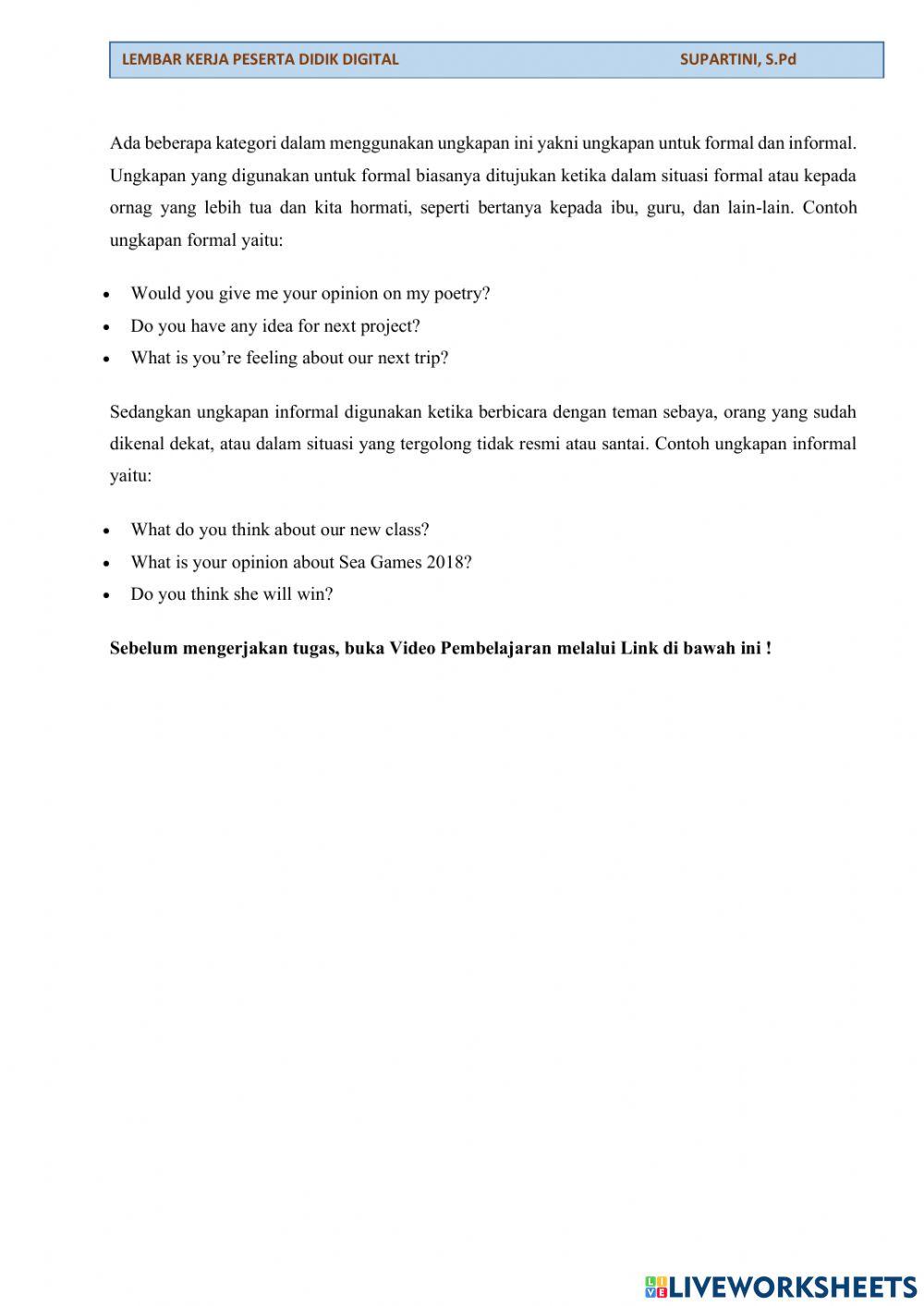 Lkpd bahasa inggris kelas 8