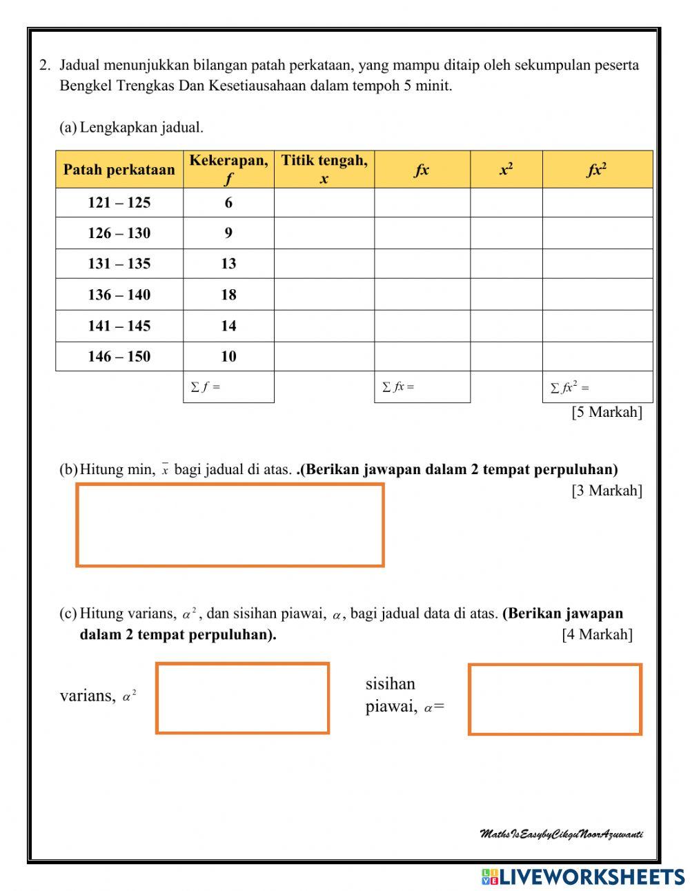 TG 5 7.2 MELENGKAPKAN JADUAL, MIN, VARIAN, SISIHAN PIAWAI