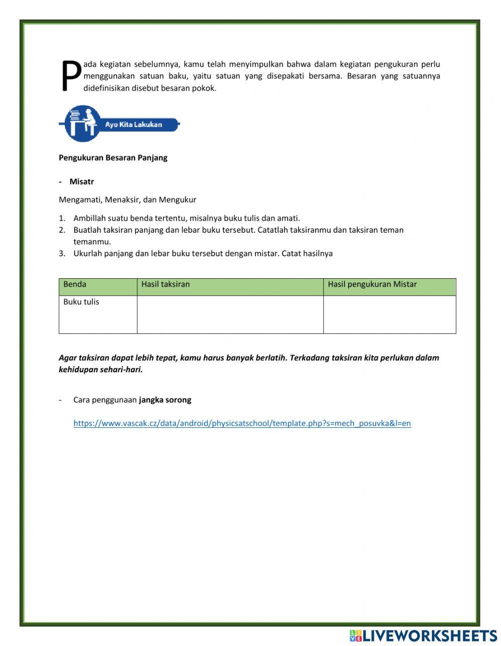 LKPD Kelas 7 3.1 Besaran pokok