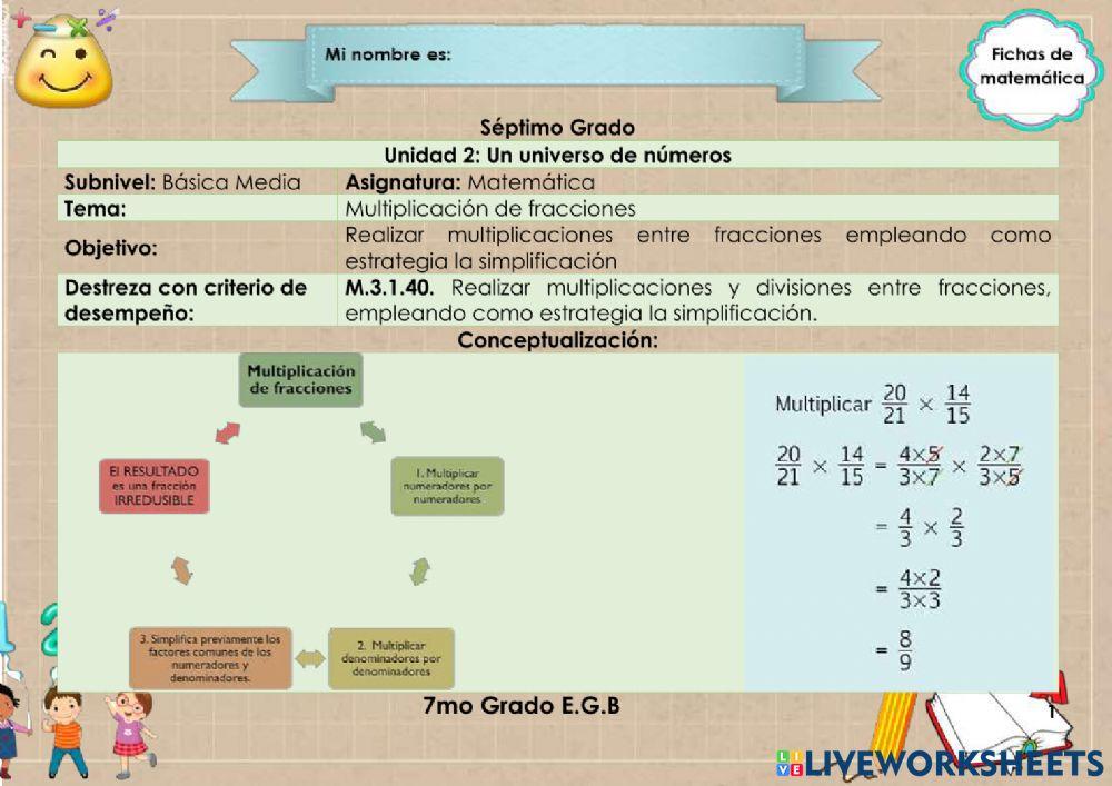 Multiplicación de fracciones