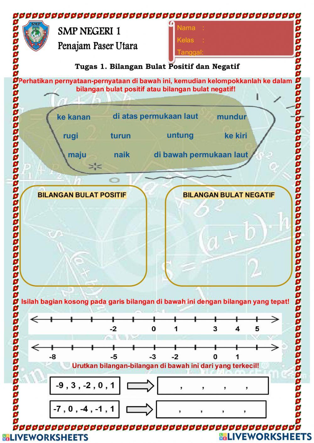 Bilangan Bulat Positi dan Negatif