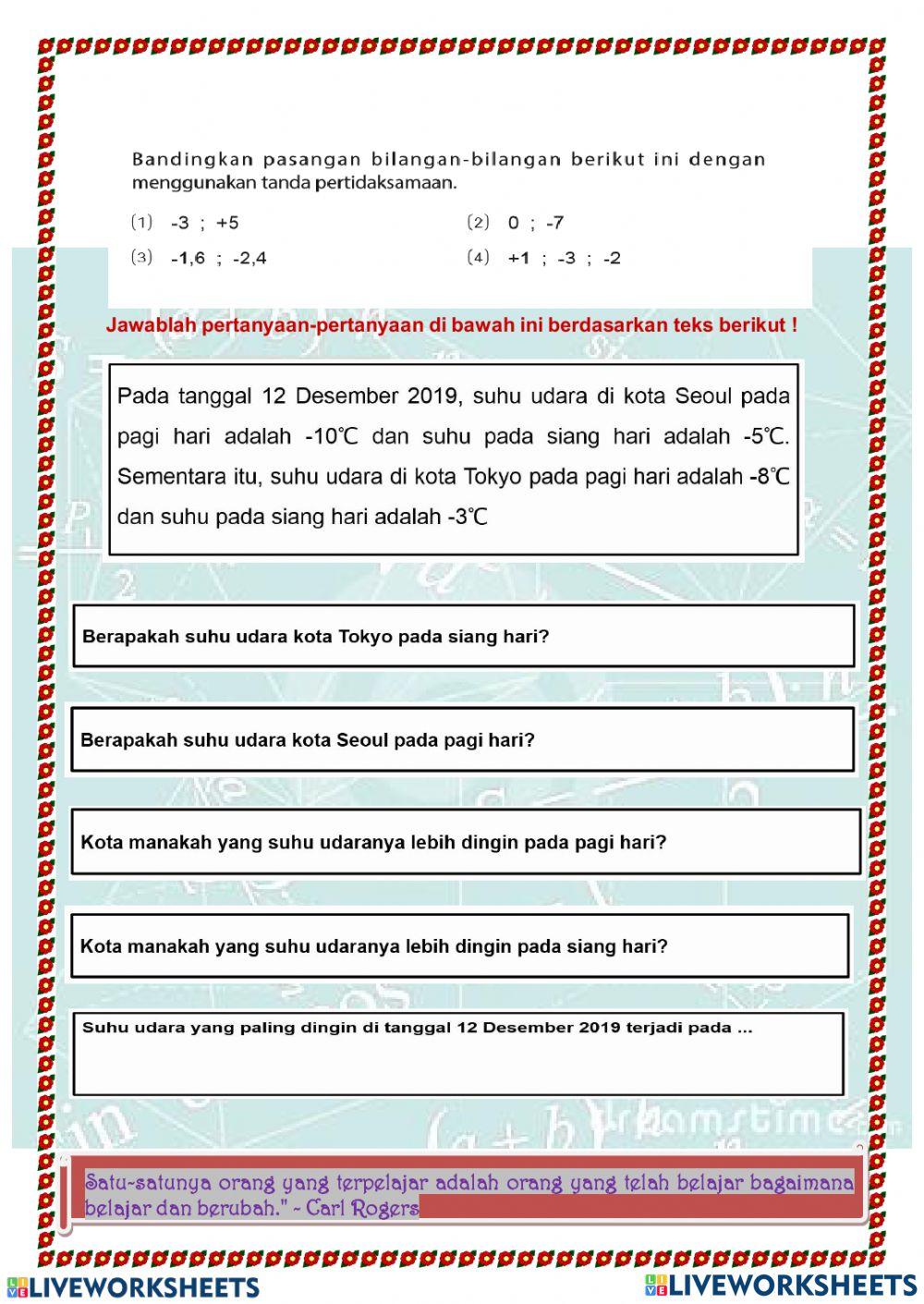 Bilangan Bulat Positi dan Negatif