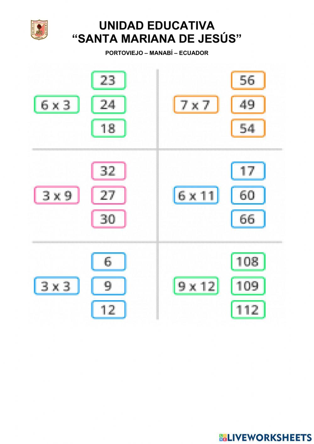 Tablas de Multiplicar
