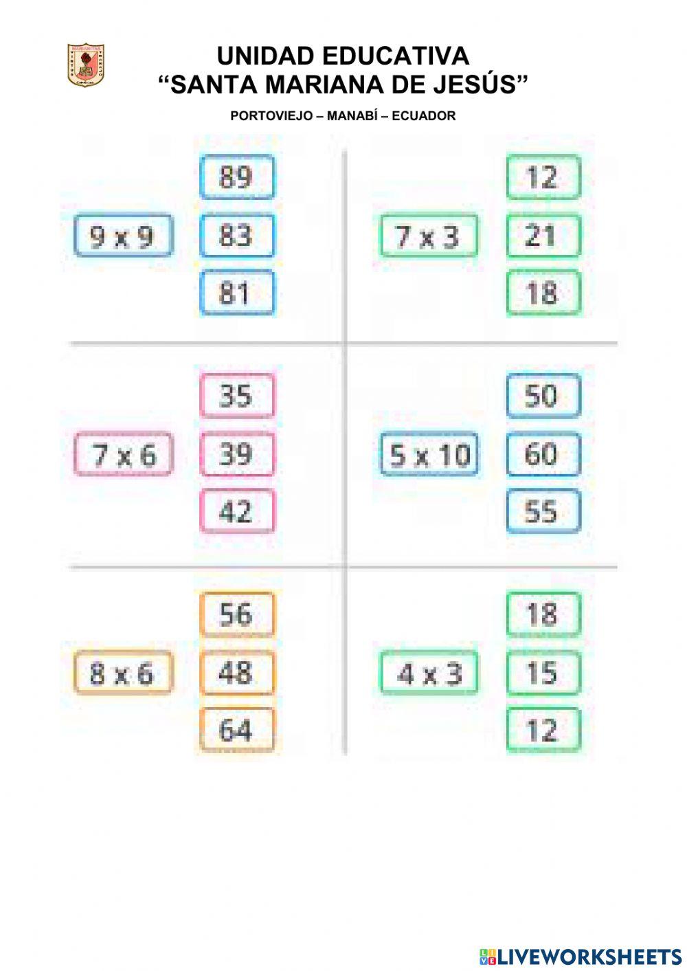 Tablas de Multiplicar