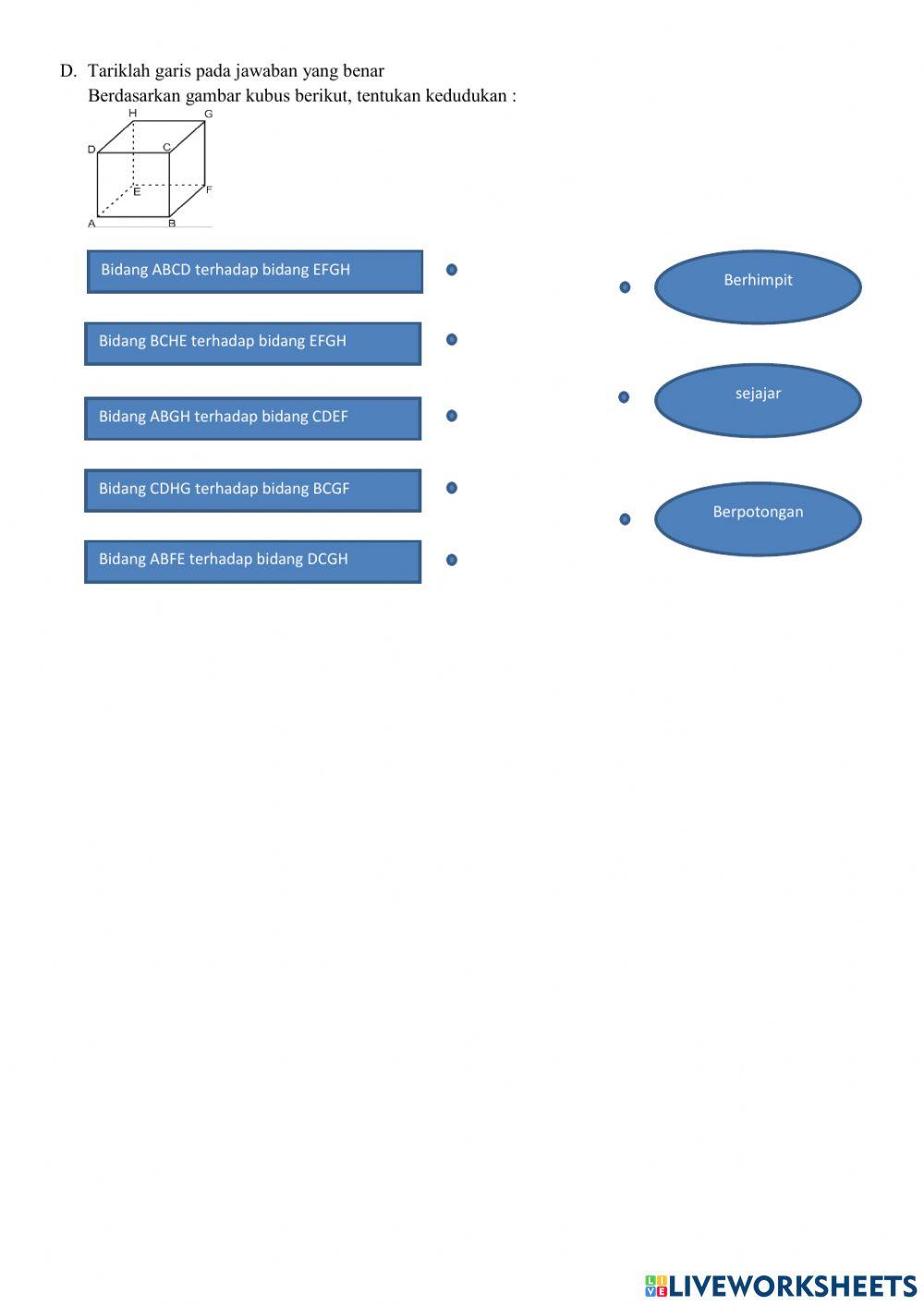 Kedudukan titik, garis dan bidang