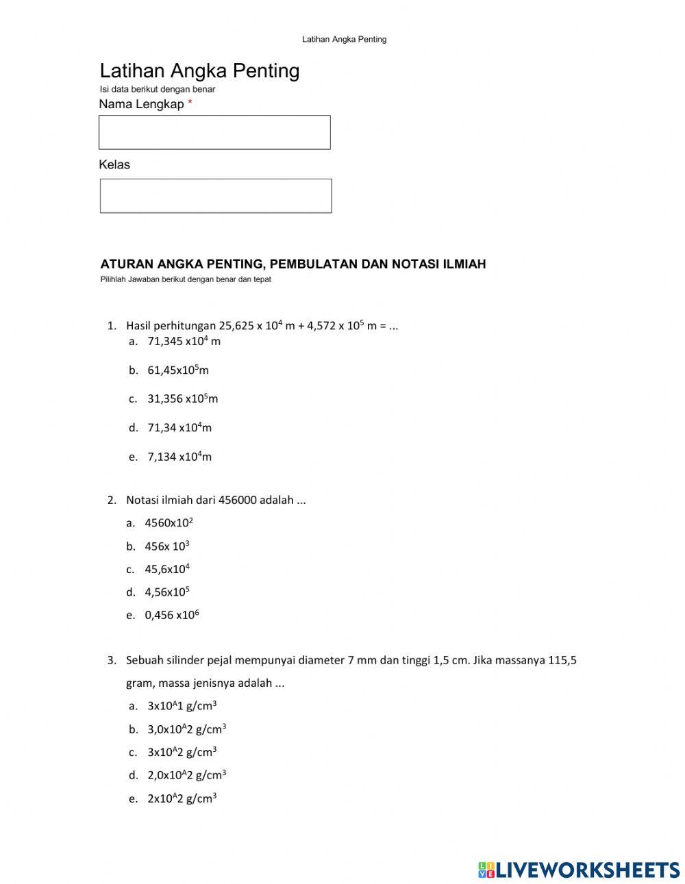 Latihan Angka Penting