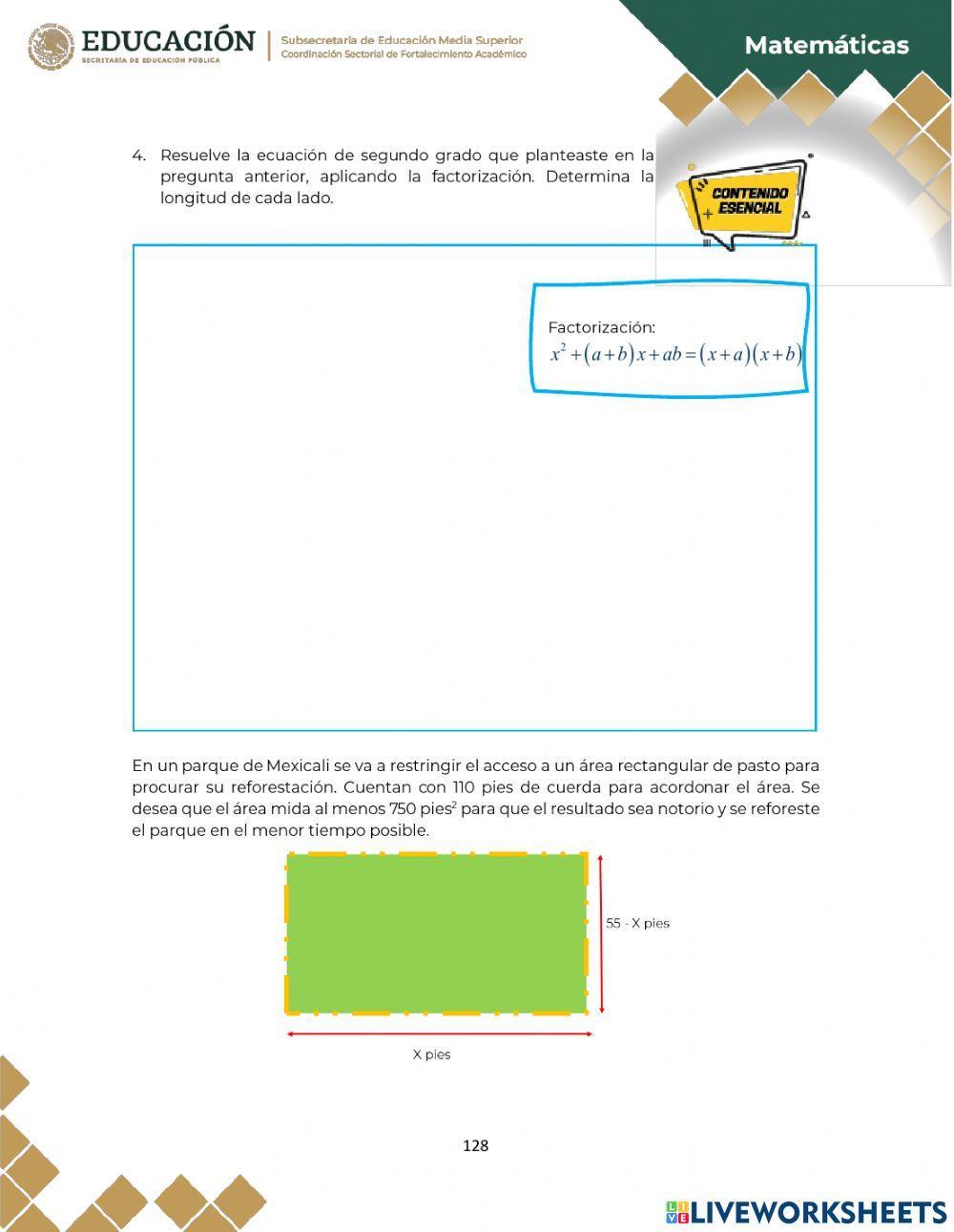 8. Ecuaciones cuadráticas