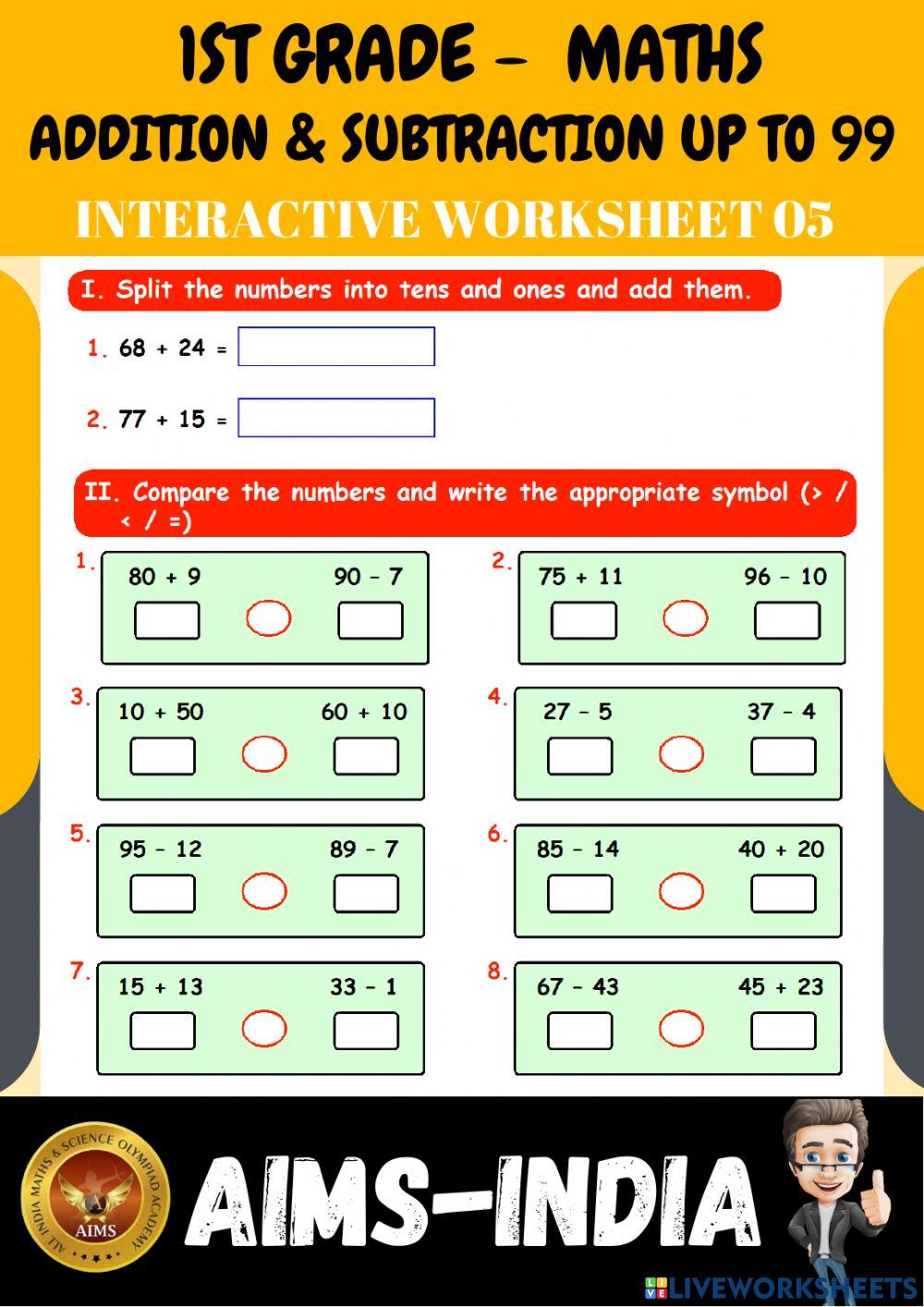1st-maths-ps05- addition & subtraction up to 99 - ch 07