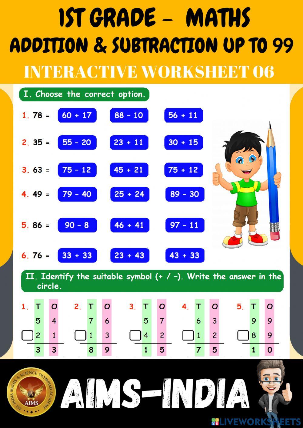 1st-maths-ps06- addition & subtraction up to 99 - ch 07