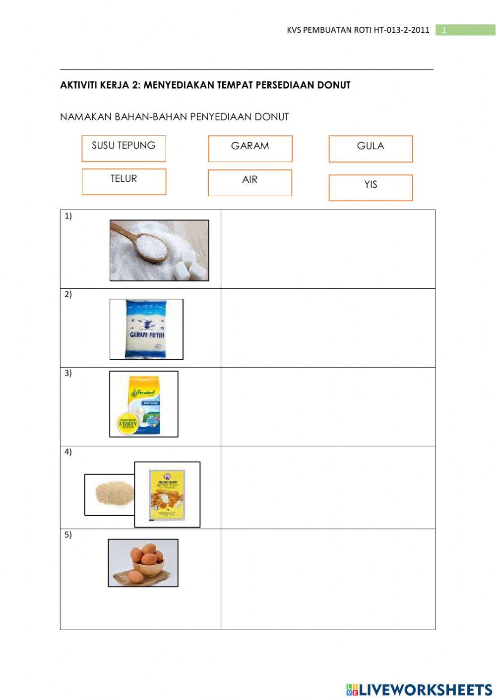 Bahan-bahan penyediaan donut