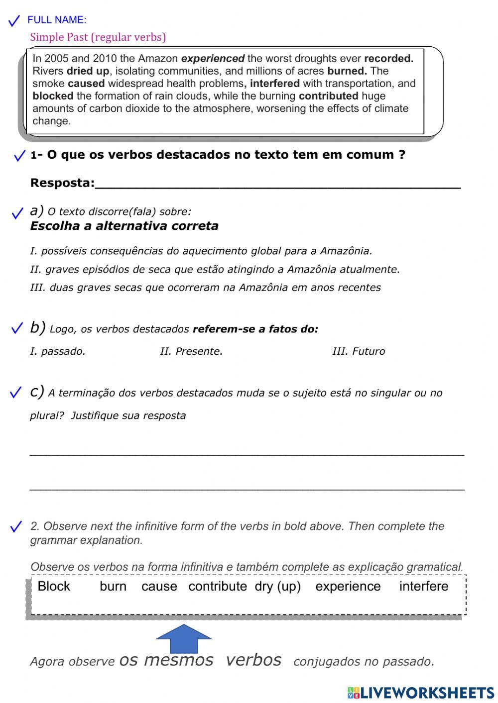 Simple past reular verbs