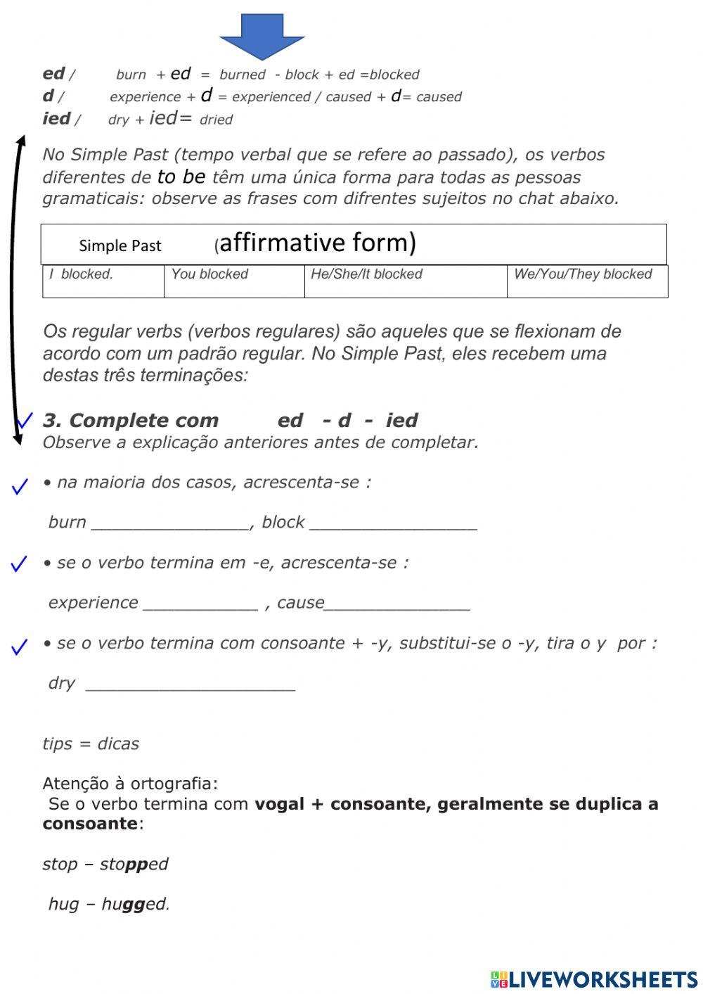 Simple past reular verbs