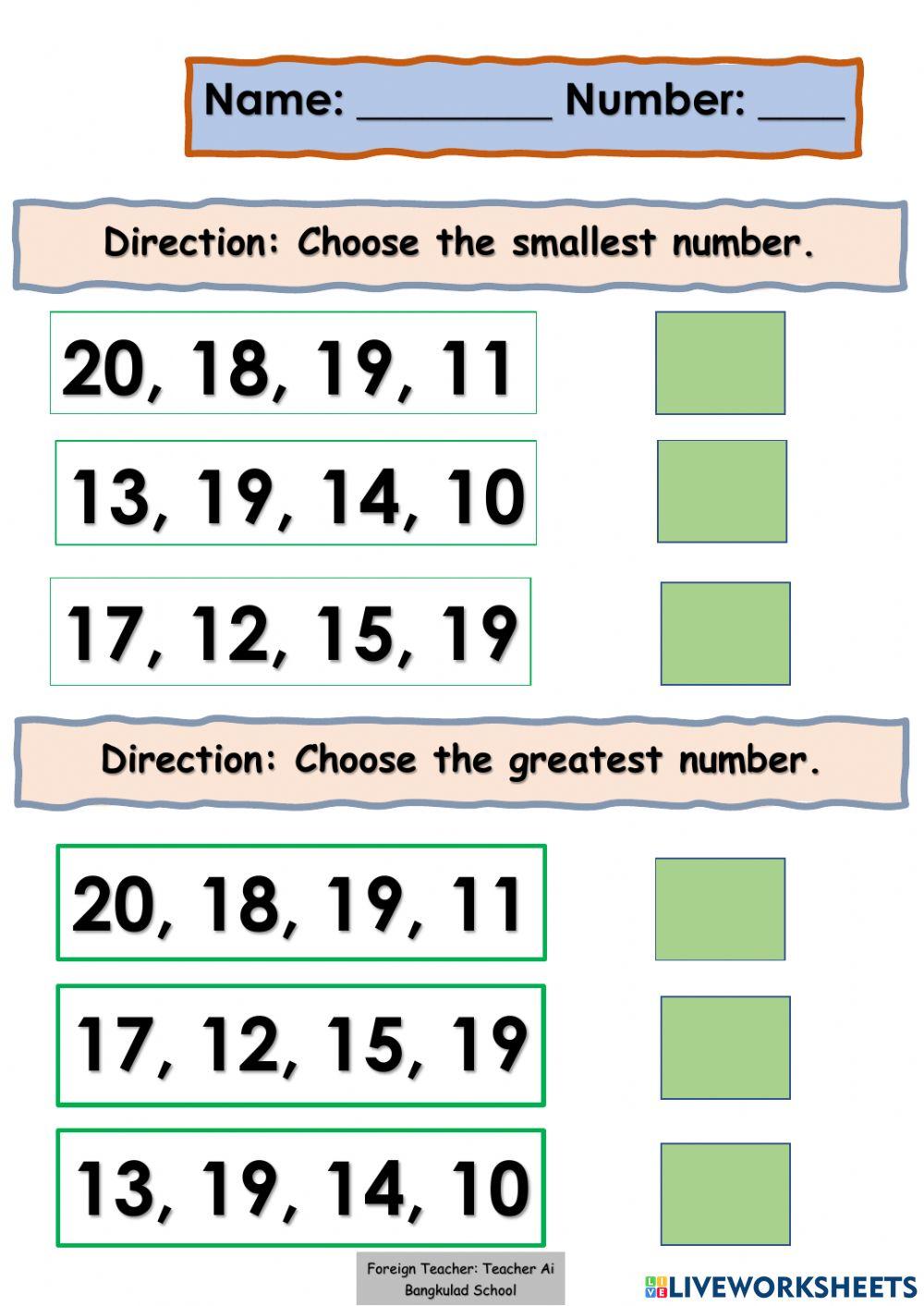 Ordering Numbers
