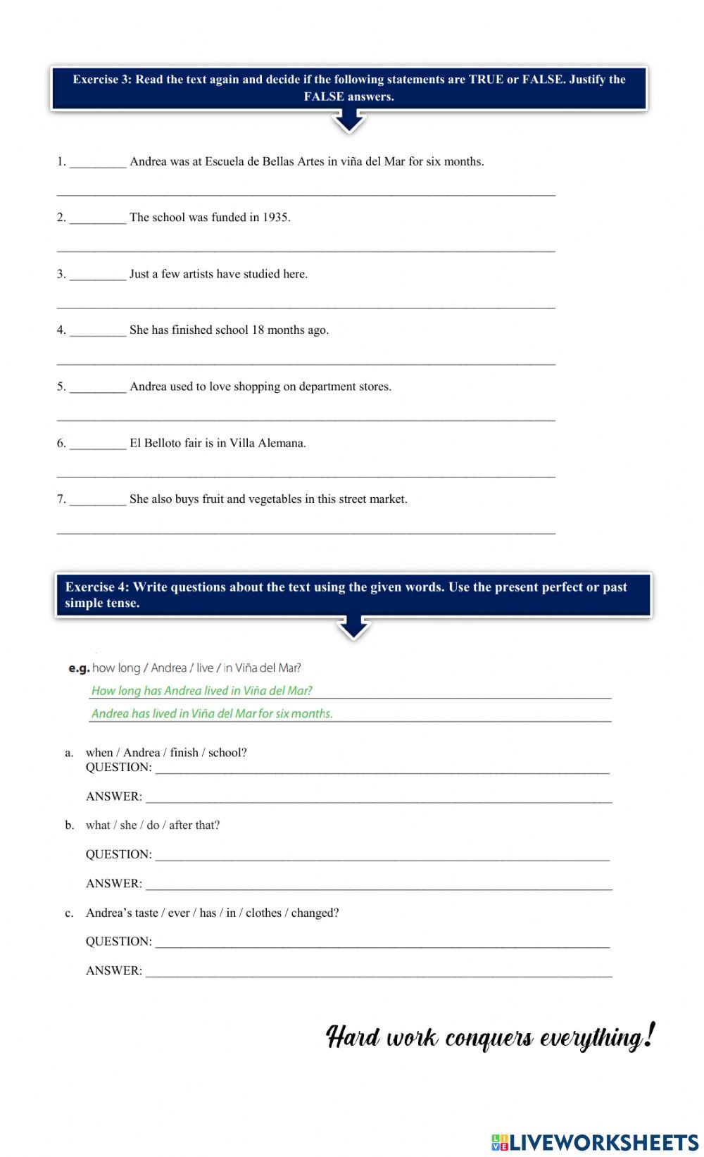 Reading Comprehension on Present Perfect vs Past Simple Reading Comprehension on Present Perfect vs Past Simple