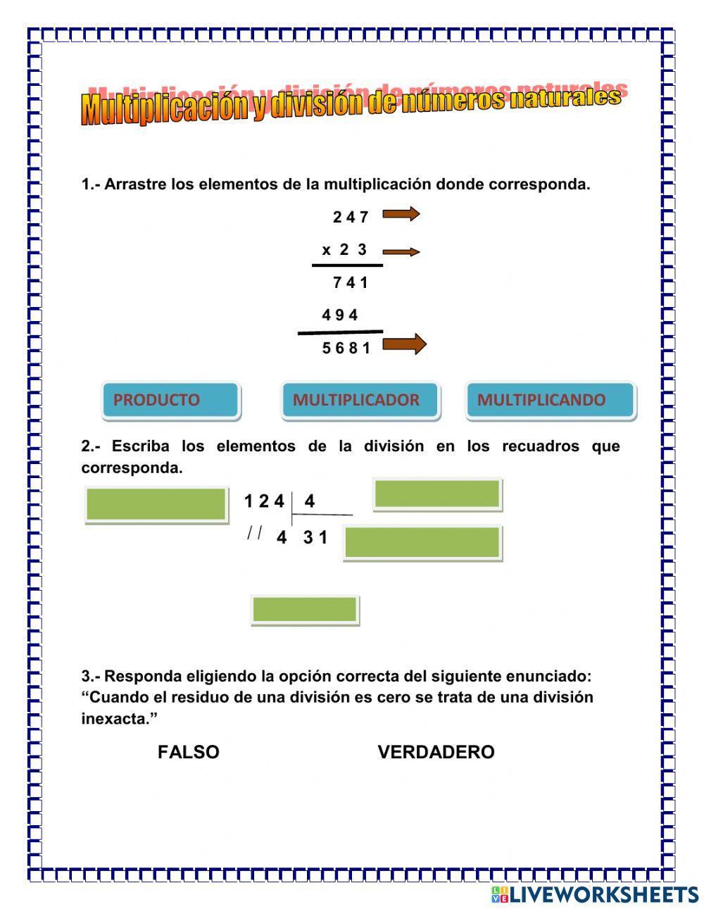 Multiplicación y división de naturales