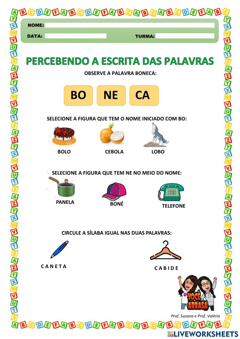 Percebendo a Escrita das Palavras