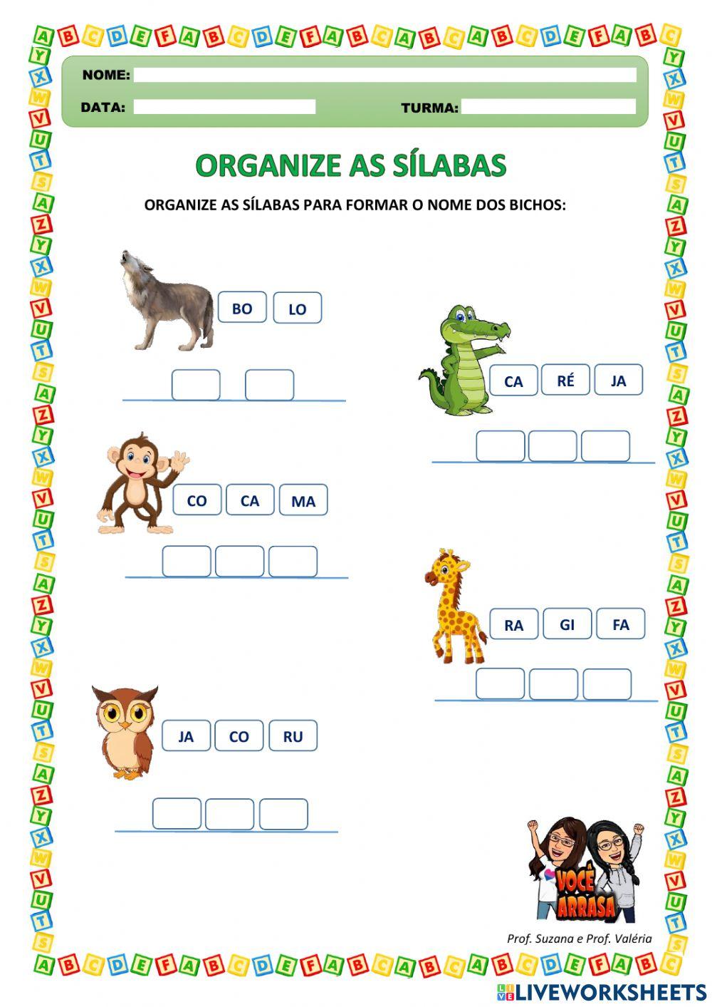 Organize as Sílabas