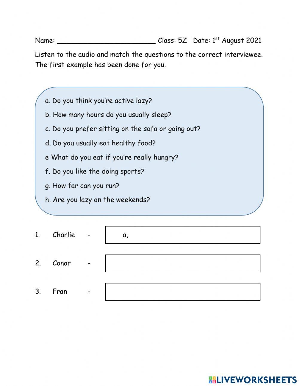 Year 5 Unit 5 Food and health