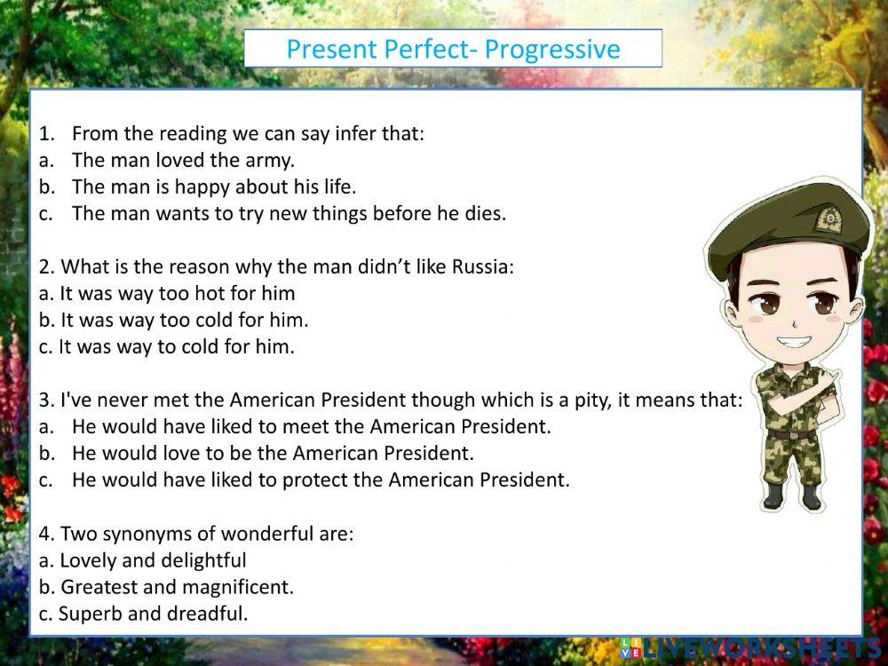 Exercises Present Perfect Progressive www.liveworksheets.com
