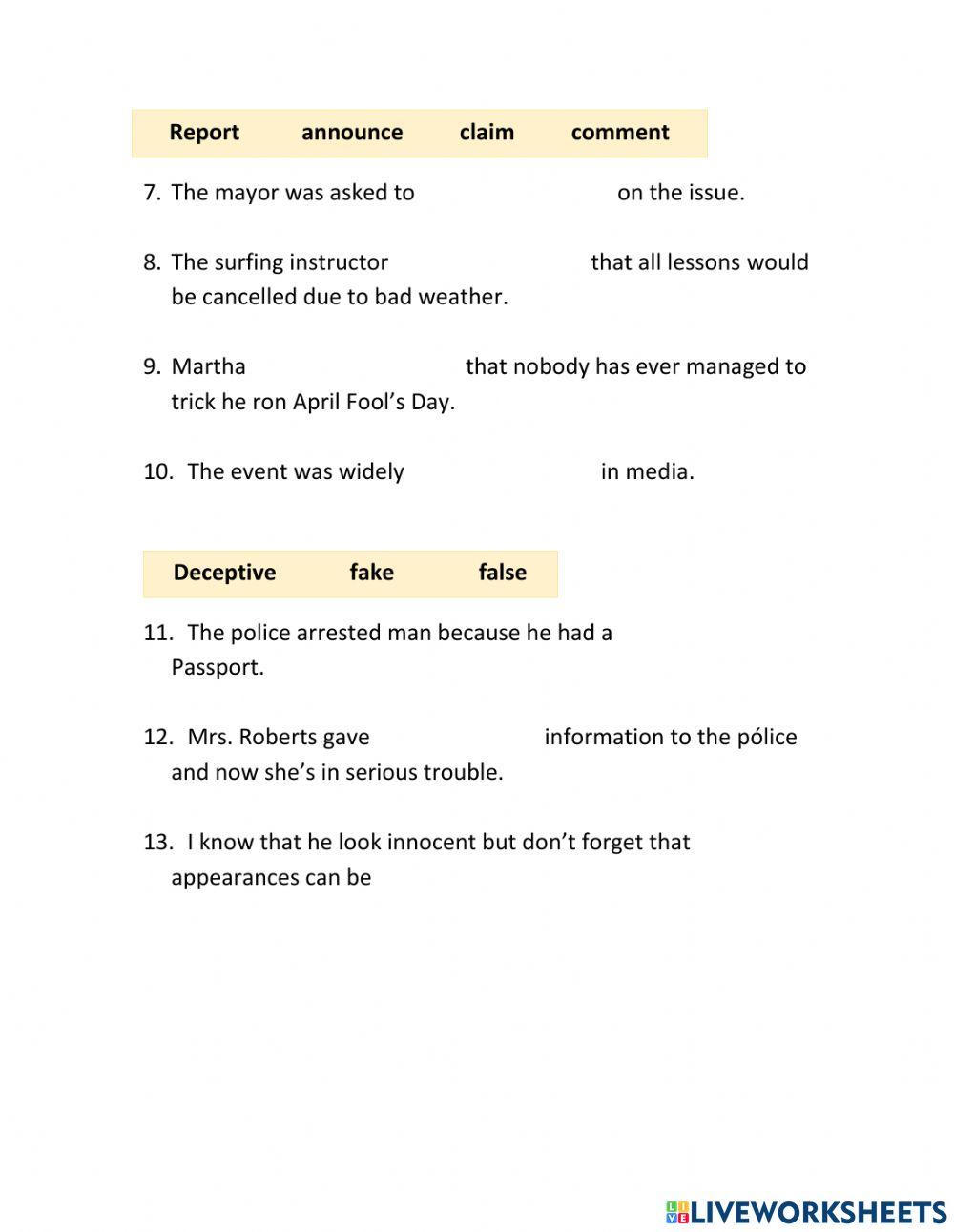 Vocabulary Not what it seems