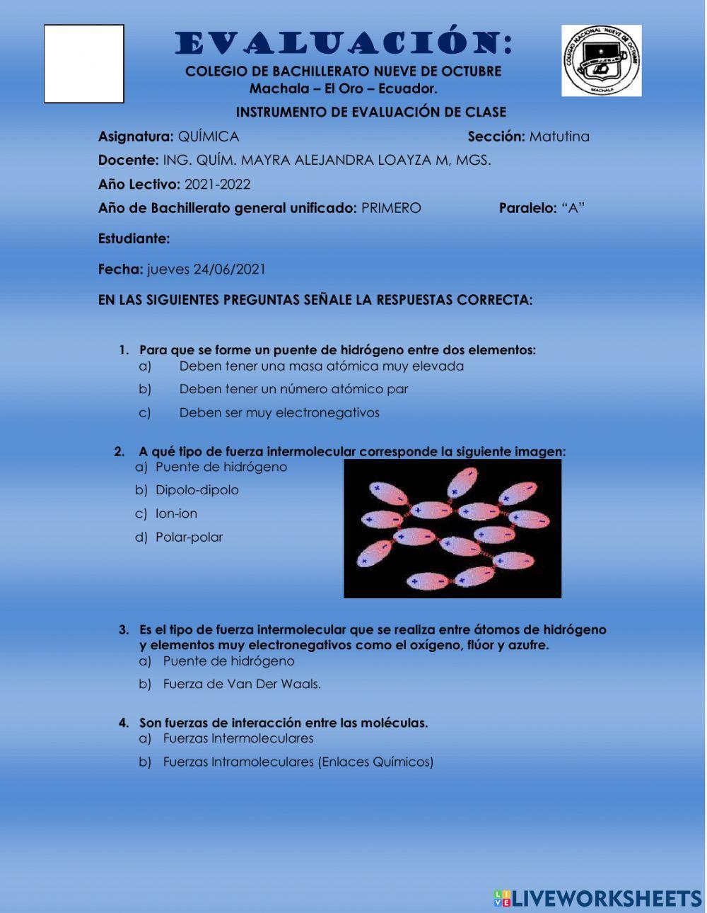 FUERZAS INTERMOLECULARES