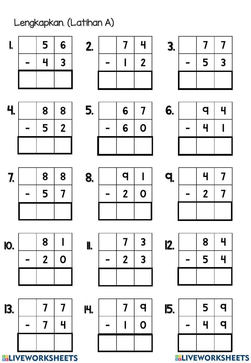 Matematik Tahun 1 - Tolak Bentuk Lazim