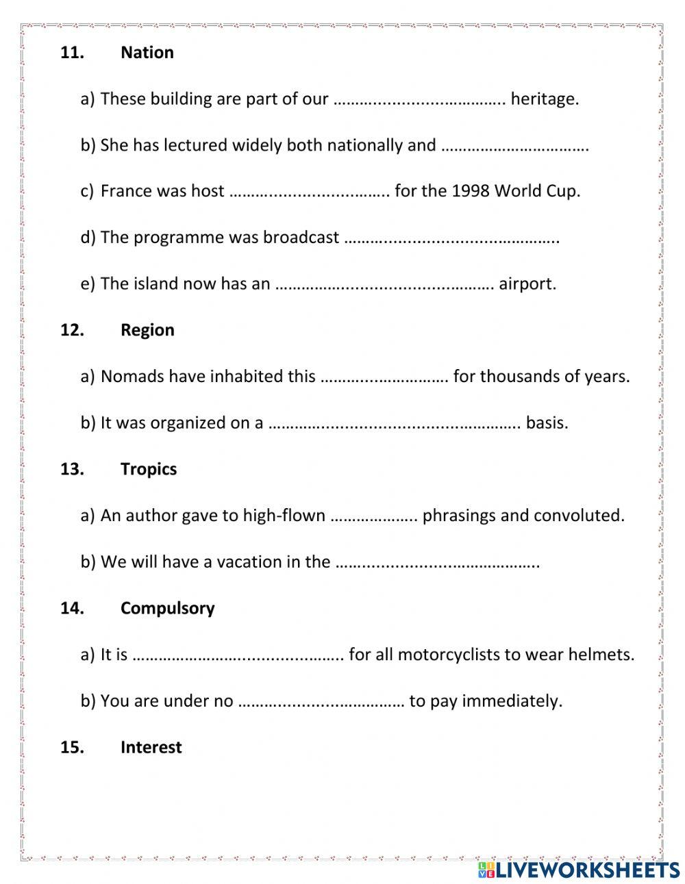Word form 9 Unit 1