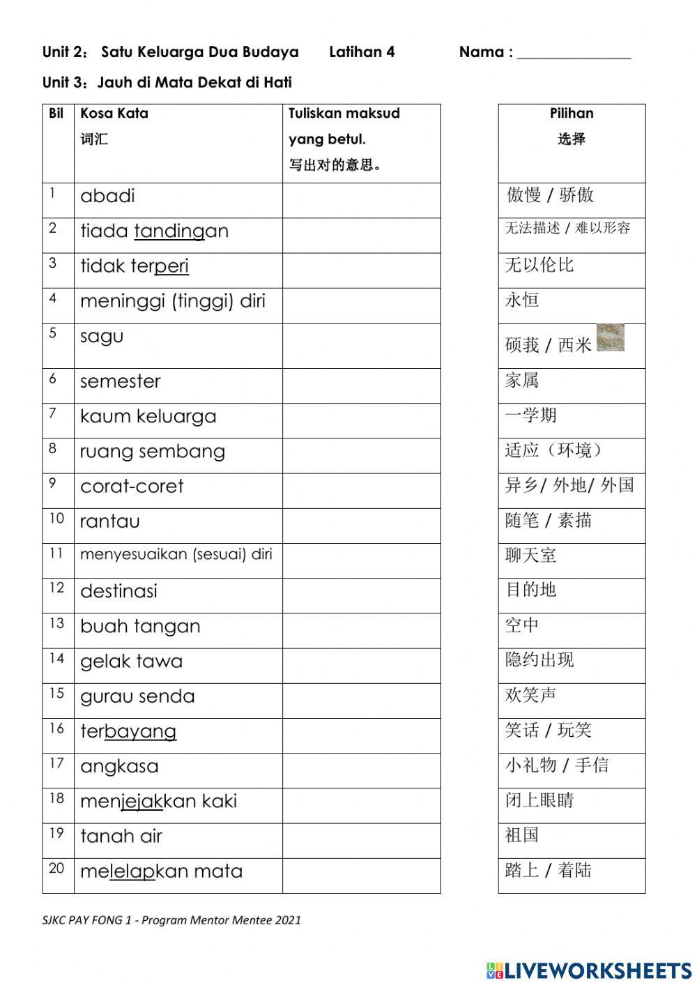 Program Mentor Mentee Tahun 6 Latihan 3 dan 4