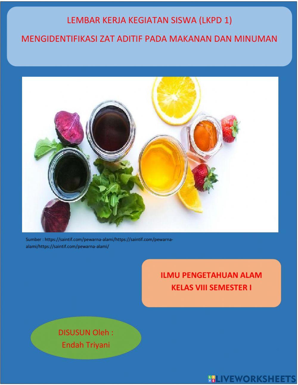 LKPD 1 Materi Zat Aditif Pada Makanan dan Minuman