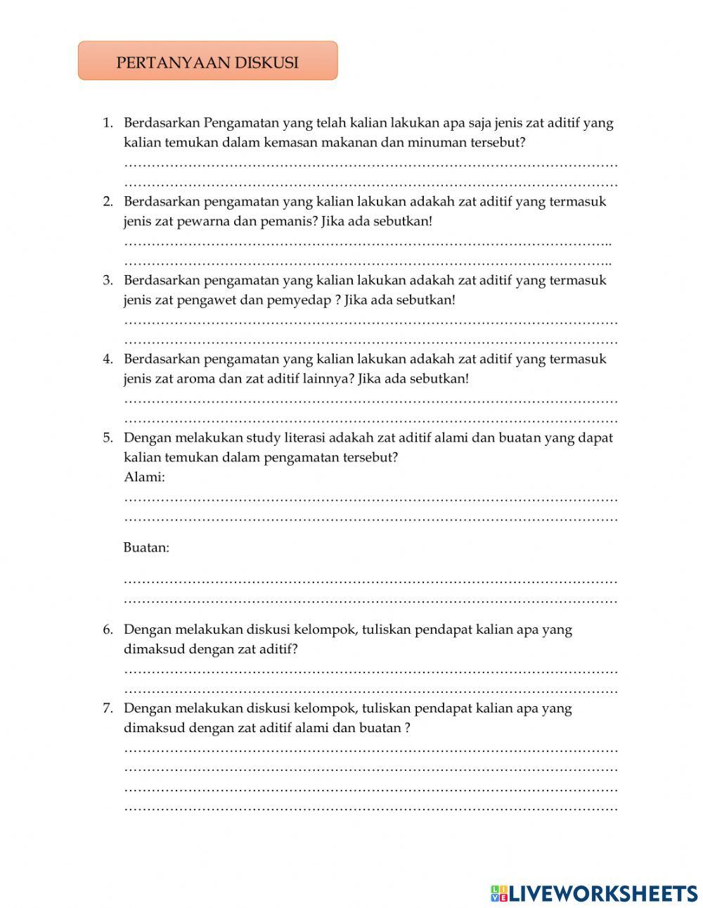 LKPD 1 Materi Zat Aditif Pada Makanan dan Minuman