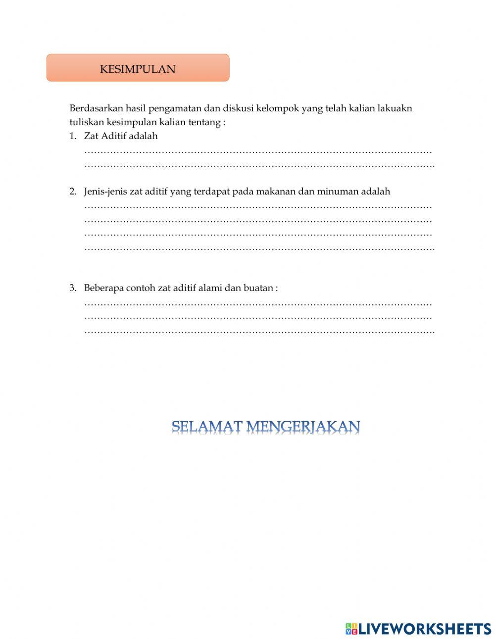 LKPD 1 Materi Zat Aditif Pada Makanan dan Minuman